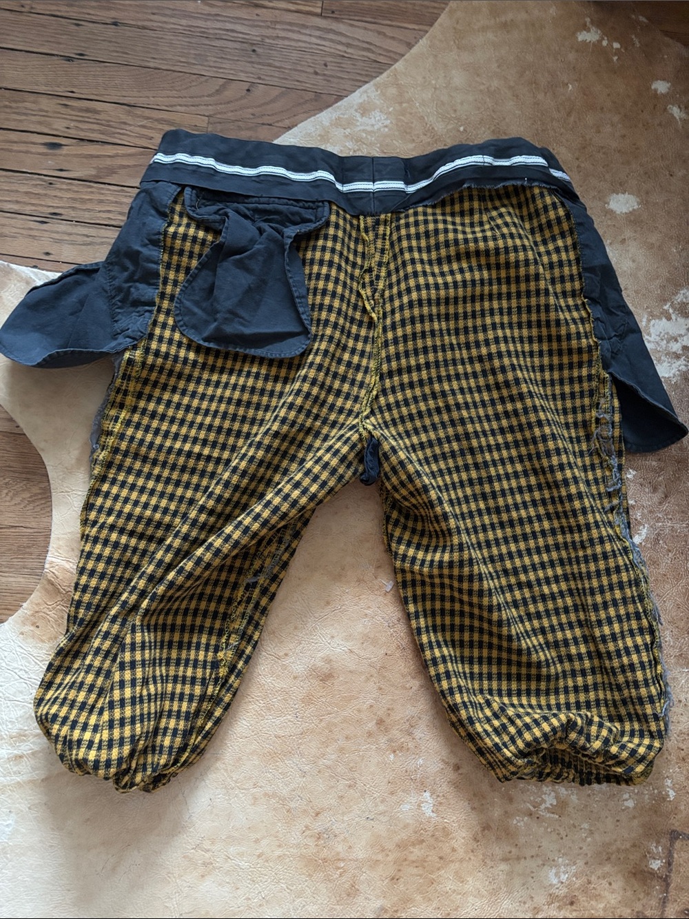 Vintage Yellow and Black Check Cotton Bottoms with flaws. - Picture 5 of 16